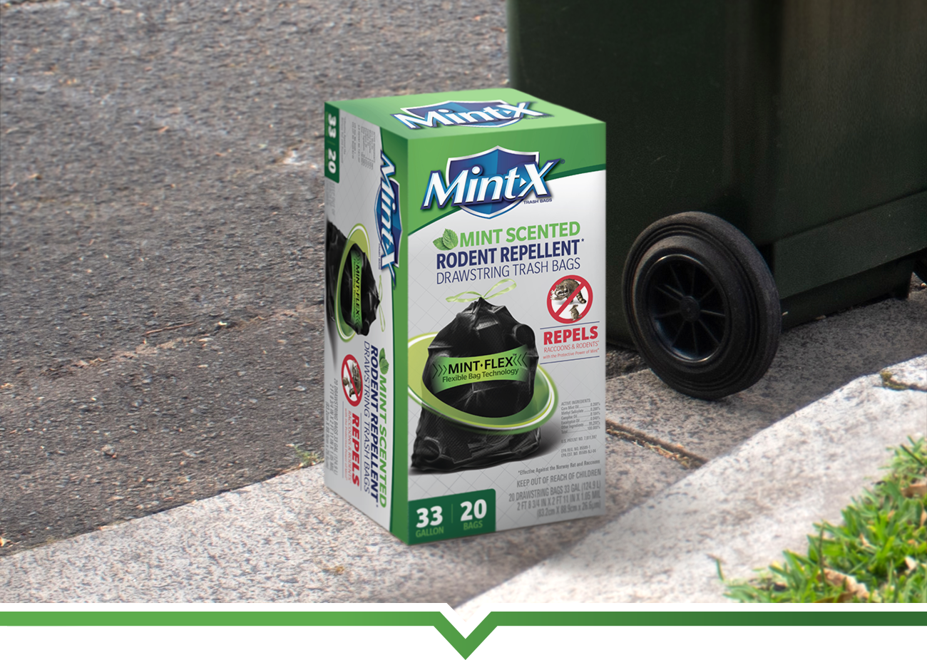 Mint-X MintFlex Rodent Repellent Trash Bags, 33 Gallon, 90 Count